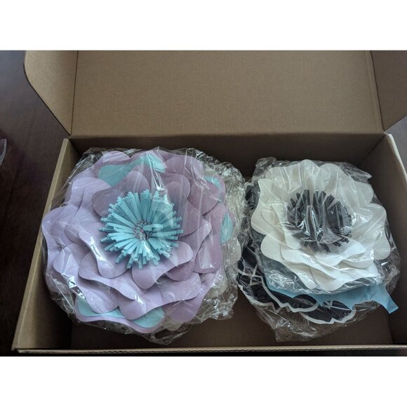 Handcrafted Giant Paper Flowers Set Of 4 - Decorative Wall Hangings - Picture 1 of 5